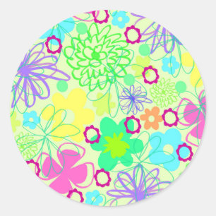 Grafische Blume Runder Aufkleber