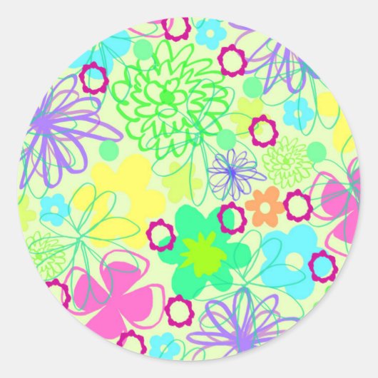 Grafische Blume Runder Aufkleber (Vorderseite)