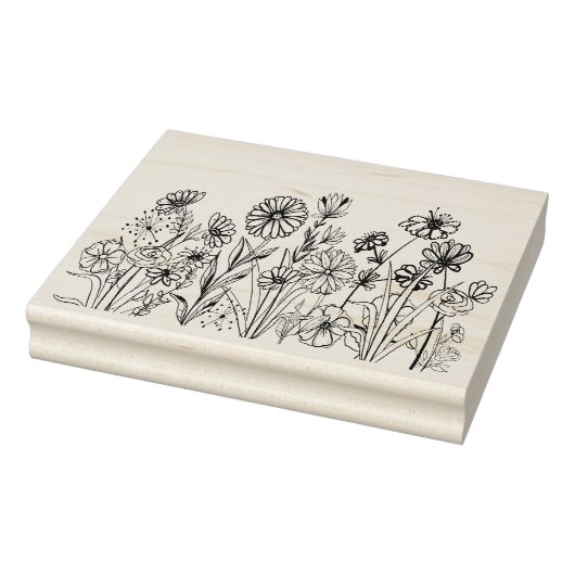 Grafische Blume, schwarz Gummistempel (Stempel)