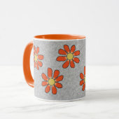Grafische Blumen-orange Grau Tasse (Vorderseite Links)