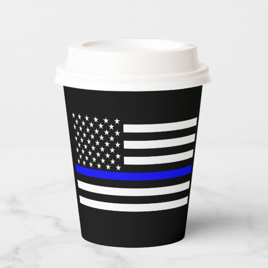 Grafische Dekoration der American Thin Blue Line Pappbecher (Vorderseite)