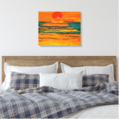 Grafische Dekoration der Sun Orange Ocean Sunset A Leinwanddruck (Insitu (Schlafzimmer))