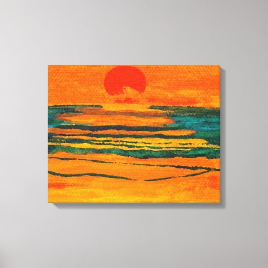 Grafische Dekoration der Sun Orange Ocean Sunset A Leinwanddruck (Vorderseite)
