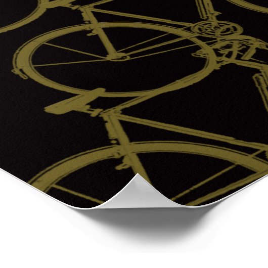 Grafische Fahrräder auf der schwarzen Kunst Poster (Ecke)