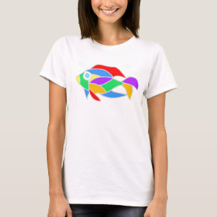 Grafische Fische T-Shirt