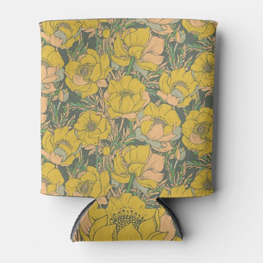 Grafische Frühlingstrollius-Blume Dosenkühler (Vorderseite)