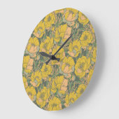 Grafische Frühlingstrollius-Blume Große Wanduhr (Winkel)