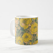 Grafische Frühlingstrollius-Blume Kaffeetasse (Vorderseite Links)