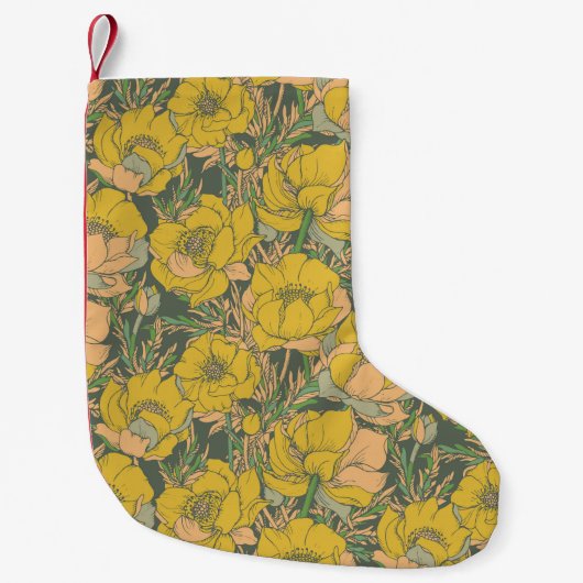 Grafische Frühlingstrollius-Blume Kleiner Weihnachtsstrumpf (Vorderseite)