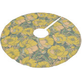 Grafische Frühlingstrollius-Blume Polyester Weihnachtsbaumdecke (Schrägansicht)