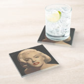 Grafische graue Marilyn Glasuntersetzer (Schrägansicht)