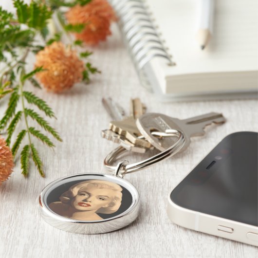 Grafische graue Marilyn Schlüsselanhänger (Seite)