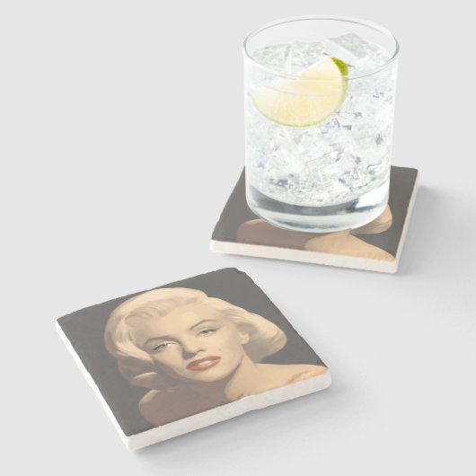 Grafische graue Marilyn Steinuntersetzer (Seitenansicht)