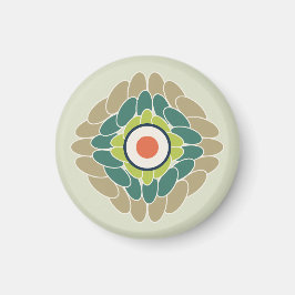 Grafische grüne Blattrosette in Wasabi und Khaki Magnet