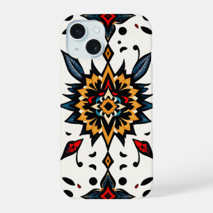 Grafische Handykhusetik im Folk-Art-Stil iPhone 15 Hülle