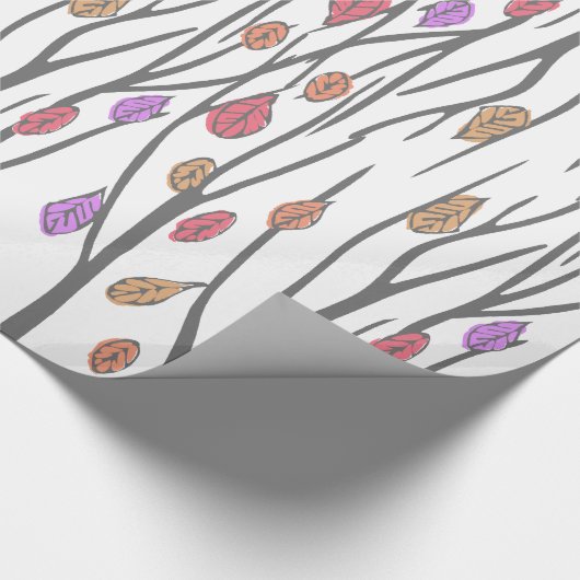 Grafische Herbst-Herbstlaube und Baumstruktur Geschenkpapier (Ecke)