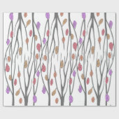 Grafische Herbst-Herbstlaube und Baumstruktur Geschenkpapier (Flach)