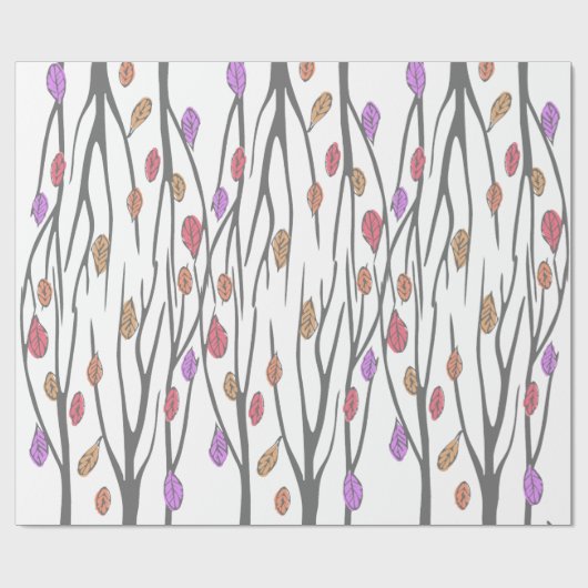 Grafische Herbst-Herbstlaube und Baumstruktur Geschenkpapier (Flach)