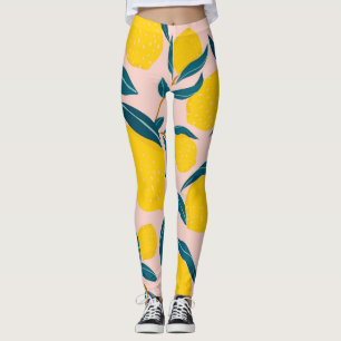 Grafische illustrierte Zitronen: rosa nahtlose Mus Leggings