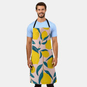 Grafische illustrierte Zitronen: rosa nahtlose Mus Schürze (Getragen)