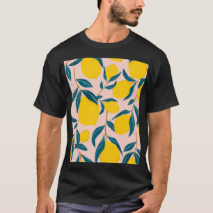 Grafische illustrierte Zitronen: rosa nahtlose Mus T-Shirt