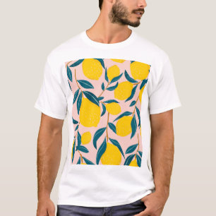 Grafische illustrierte Zitronen: rosa nahtlose Mus T-Shirt