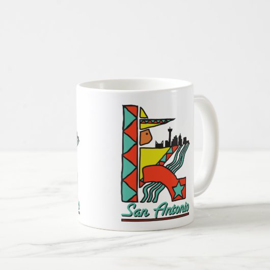 Grafische Kaffee-Tasse San Antonio Kaffeetasse (VorderseiteRechts)