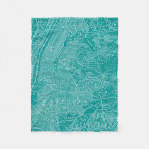 Grafische Karte von New York Fleecedecke