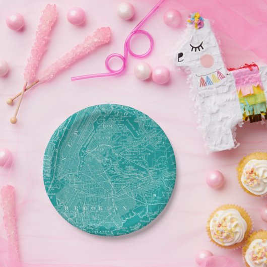 Grafische Karte von New York Pappteller (Party)