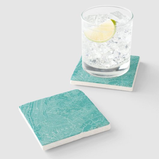 Grafische Karte von New York Steinuntersetzer (Seitenansicht)