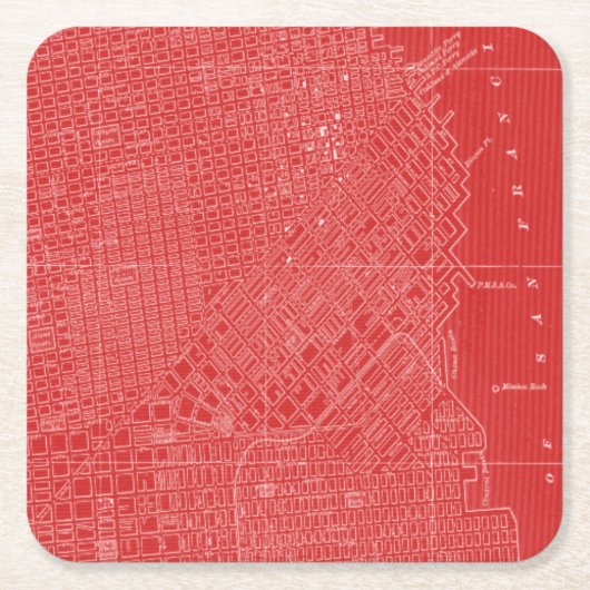 Grafische Karte von San Francisco Rechteckiger Pappuntersetzer (Vorderseite)