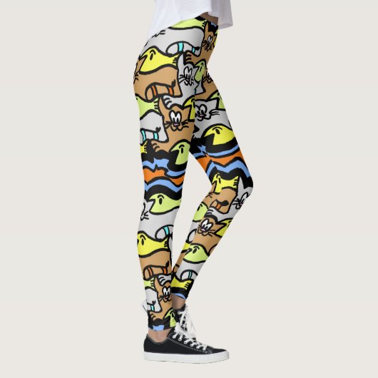 Grafische Katzen und Cartoon Leggings (Rechts)