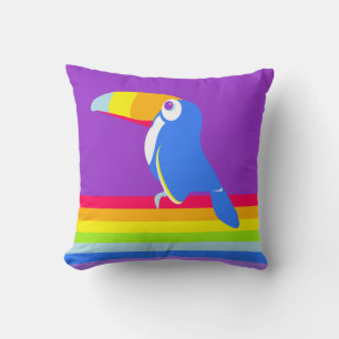 Grafische Kinder toucan Regenbogen farbiges Kissen