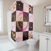 Grafische Kunst in Schwarz und Rosa, mystische Kar Duschvorhang (Beispiel)