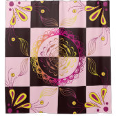 Grafische Kunst in Schwarz und Rosa, mystische Kar Duschvorhang (Vorderseite)