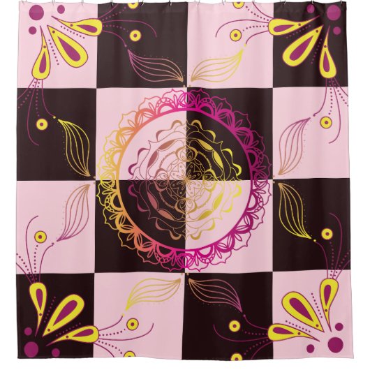 Grafische Kunst in Schwarz und Rosa, mystische Kar Duschvorhang (Vorderseite)