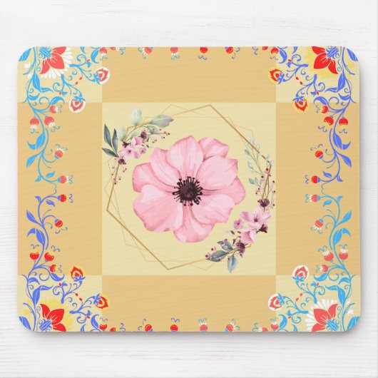 Grafische Kunst, Orange Illustration Frühlingswied Mousepad (Vorne)