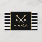 Grafische Künstler Gold Pinsel Moderne Streifen Visitenkarte (Vorderseite)