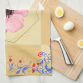 Grafische Kunstwerke, Rosa und Blaue Frühlingsblum Geschirrtuch (Viertel Falte)