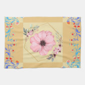 Grafische Kunstwerke, Rosa und Blaue Frühlingsblum Geschirrtuch (Horizontal)