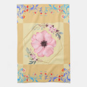 Grafische Kunstwerke, Rosa und Blaue Frühlingsblum Geschirrtuch (Vertikal)