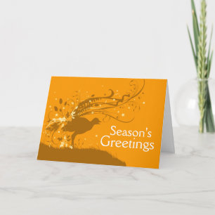 Grafische lyrebird golden hue Weihnachtskarte Feiertagskarte