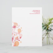 Grafische moderne Blume Blätter rot Letterhead (Stehend Vorderseite)