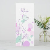 Grafische moderne Blume Blütenblätter Hochzeitsmen Menükarte (Stehend Vorderseite)