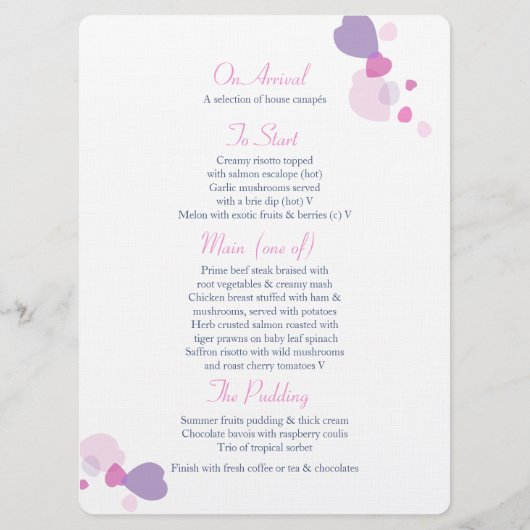 Grafische moderne Blume Blütenblätter Hochzeitsmen Menükarte (Rückseite)