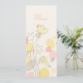 Grafische moderne Blume Blütenblätter Hochzeitsmen Menükarte (Stehend Vorderseite)