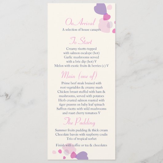 Grafische moderne Blume Blütenblätter Hochzeitsmen Menükarte (Rückseite)