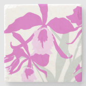 Grafische moderne Blume lila Orchidee Steinuntersetzer (Vorderseite)