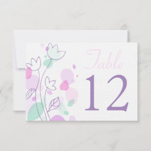 Grafische moderne Blumenblüten Hochzeit Tischnumme Einladung