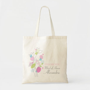 Grafische moderne Blumenhochzeits-Trauzeugintasche Tragetasche